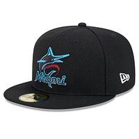 Men's New Era Black Miami Marlins 2025 MLB Clubhouse 59FIFTY Fitted Hat