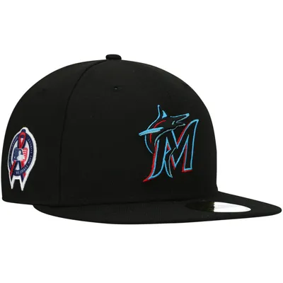 Casquette ajustée 59FIFTY avec écusson latéral Mémorial des Miami Marlins 11 New Era pour homme, noir