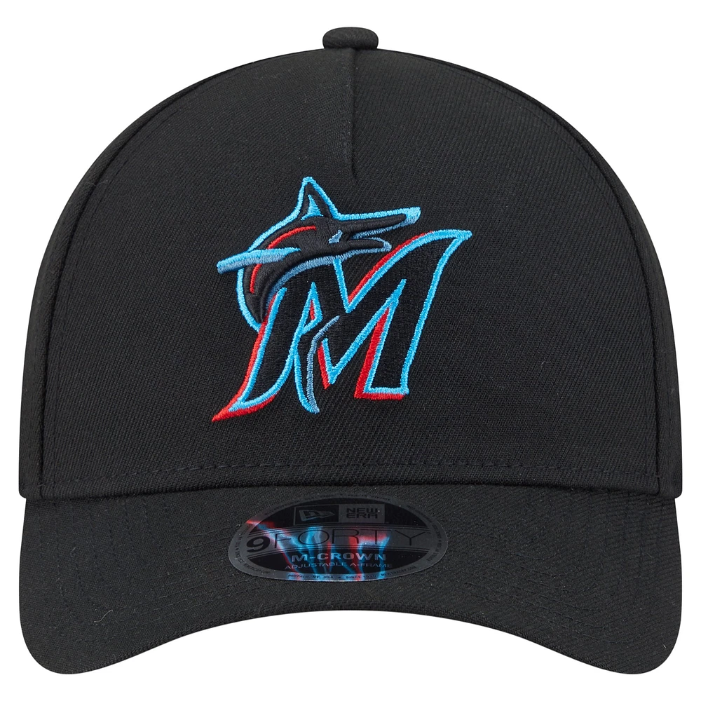 Men's New Era  Black Miami Marlins 9FORTY M-Crown Adjustable Hat