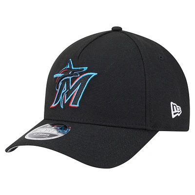 Men's New Era  Black Miami Marlins 9FORTY M-Crown Adjustable Hat