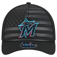 Casquette ajustable New Era noire Miami Marlins 9FORTY M-Crown A-Frame pour homme