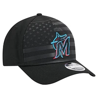 Casquette ajustable New Era noire Miami Marlins 9FORTY M-Crown A-Frame pour homme