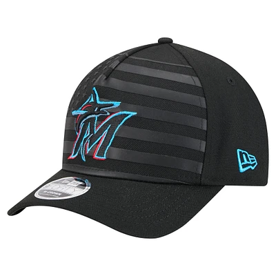 Casquette ajustable New Era noire Miami Marlins 9FORTY M-Crown A-Frame pour homme