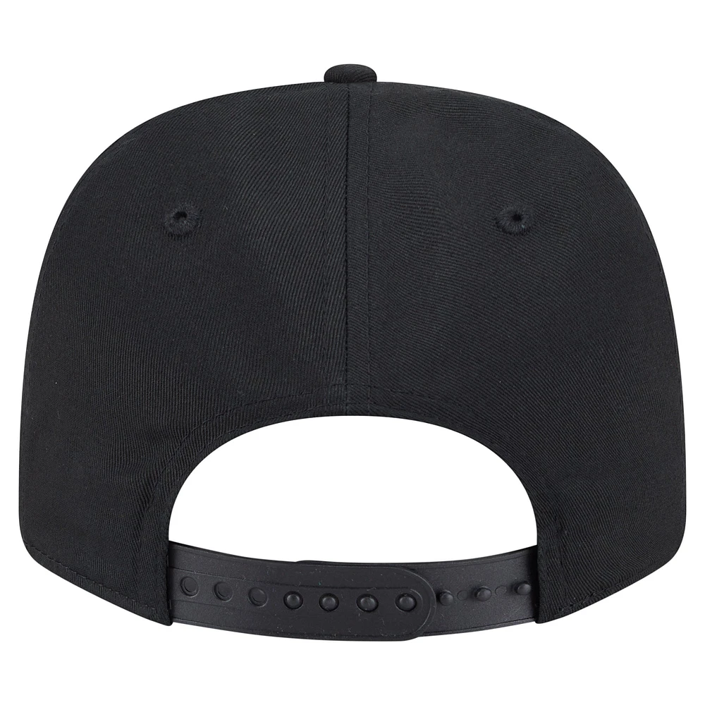 Men's New Era Black Miami Marlins Circle Patch 9SEVENTY Stretch-Snap Hat