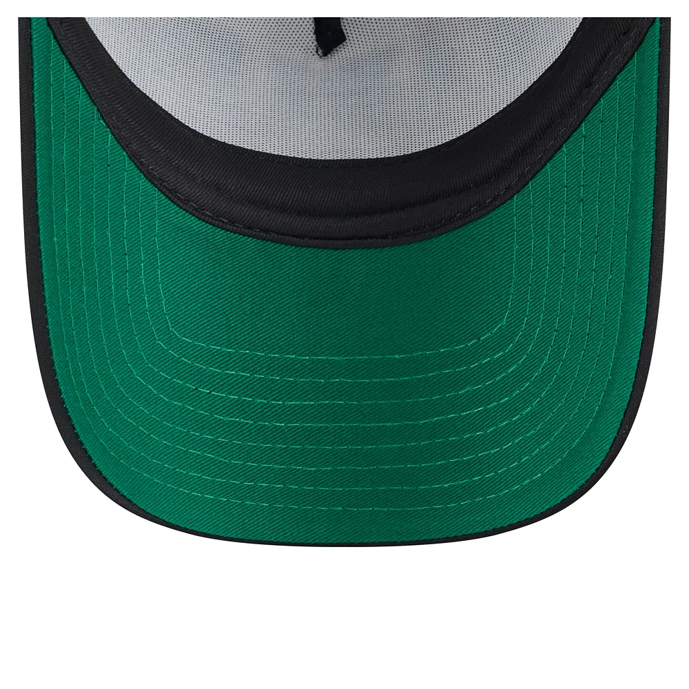 Casquette camionneur ajustable New Era noire Miami Marlins 9FORTY A-Frame pour homme
