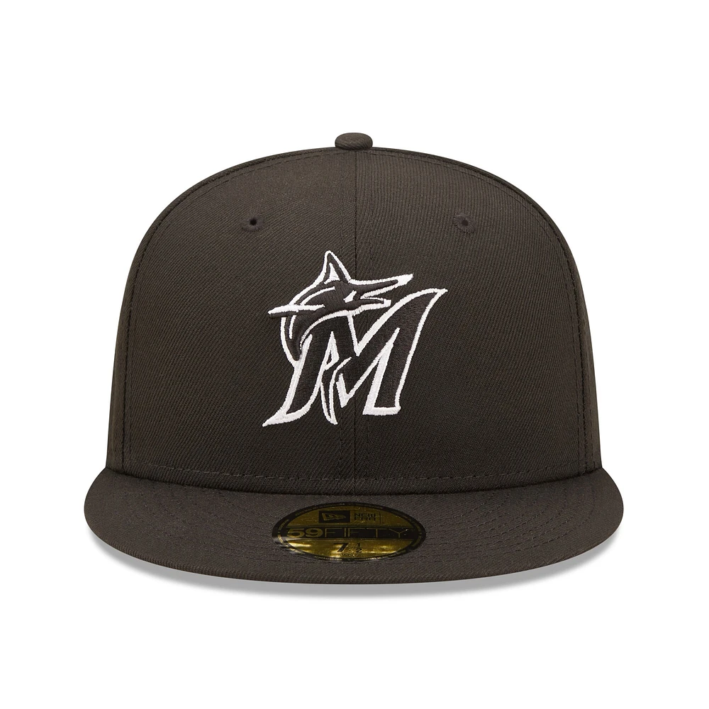 Casquette ajustée 59FIFTY avec logo Miami Marlins pour homme New Era noire