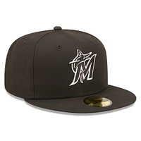 Casquette ajustée 59FIFTY avec logo Miami Marlins pour homme New Era noire