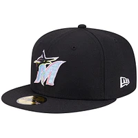 Casquette ajustée 59FIFTY noire pour homme des Miami Marlins New Era