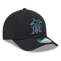 Men's New Era  Black Miami Marlins Player Replica 9FORTY Adjustable Hat