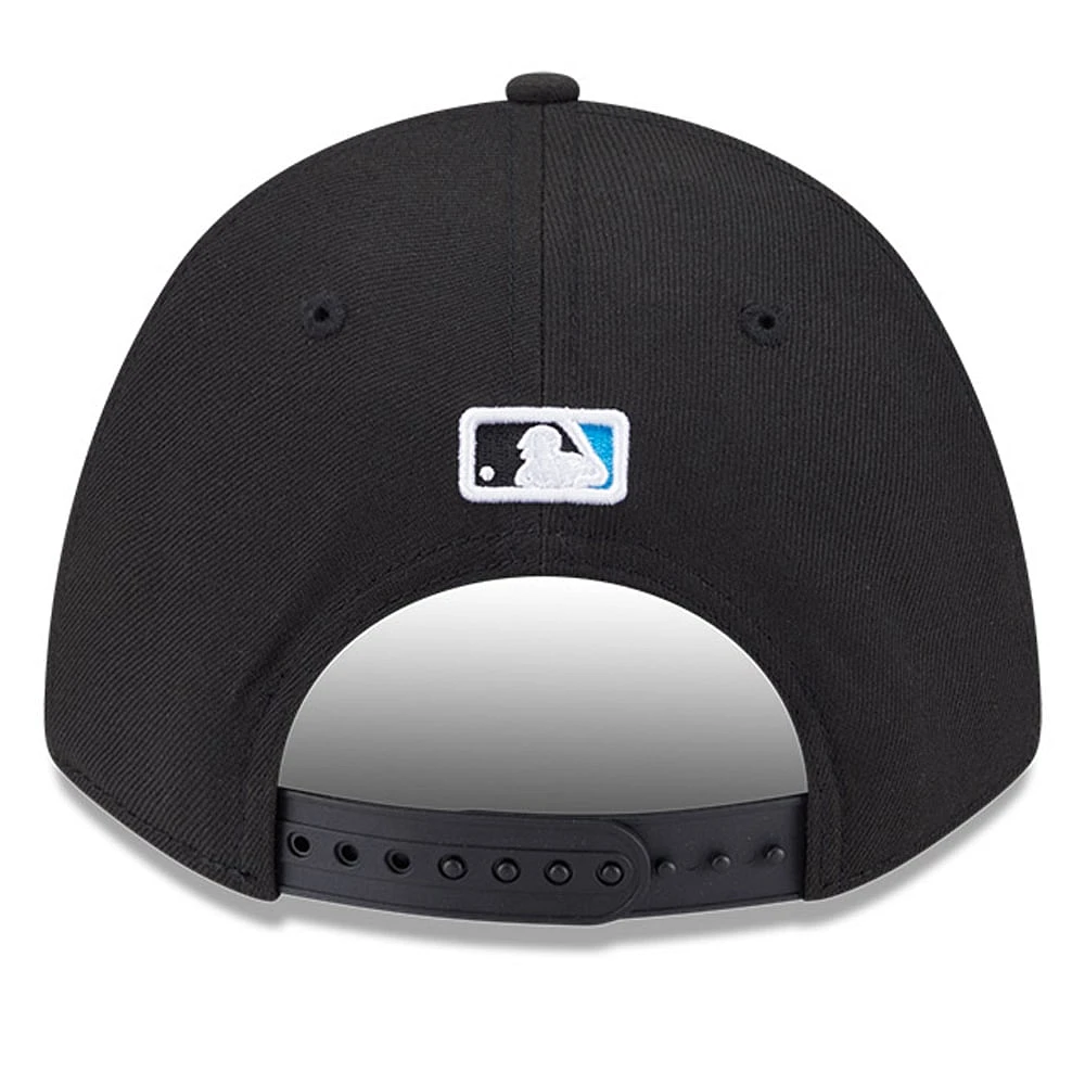 Men's New Era  Black Miami Marlins Player Replica 9FORTY Adjustable Hat