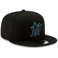 Men's New Era Black Miami Marlins Team Color 9FIFTY Snapback Hat