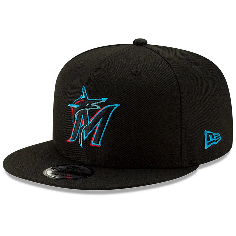 Men's New Era Black Miami Marlins Team Color 9FIFTY Snapback Hat