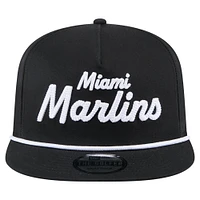 Casquette de golf à visière snapback noire Miami Marlins pour homme New Era