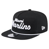 Casquette de golf à visière snapback noire Miami Marlins pour homme New Era