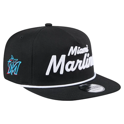 Casquette de golf à visière snapback noire Miami Marlins pour homme New Era