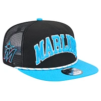 Men's New Era Black Miami Marlins Throwback Meshback Golfer Hat