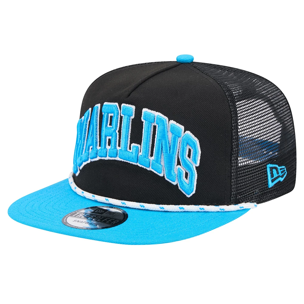 Men's New Era Black Miami Marlins Throwback Meshback Golfer Hat