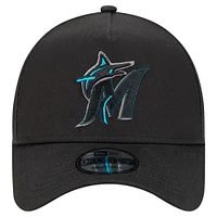 Casquette réglable tonale Pop 9FORTY A-Frame Miami Marlins New Era noire pour hommes