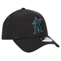 Men's New Era Black Miami Marlins Tonal Pop 9FORTY A-Frame Adjustable Hat