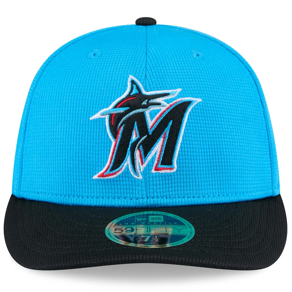 Casquette ajustée à profil bas 59FIFTY Miami Marlins 2025 bleu/noir pour homme New Era