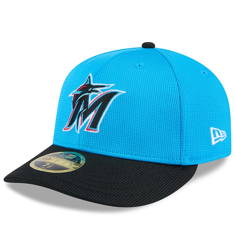 Casquette ajustée à profil bas 59FIFTY Miami Marlins 2025 bleu/noir pour homme New Era