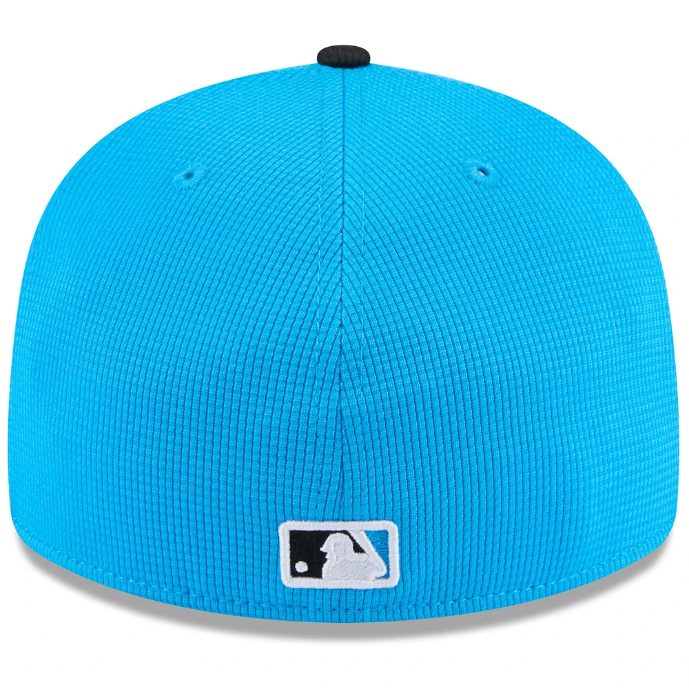 Casquette ajustée à profil bas 59FIFTY Miami Marlins 2025 bleu/noir pour homme New Era