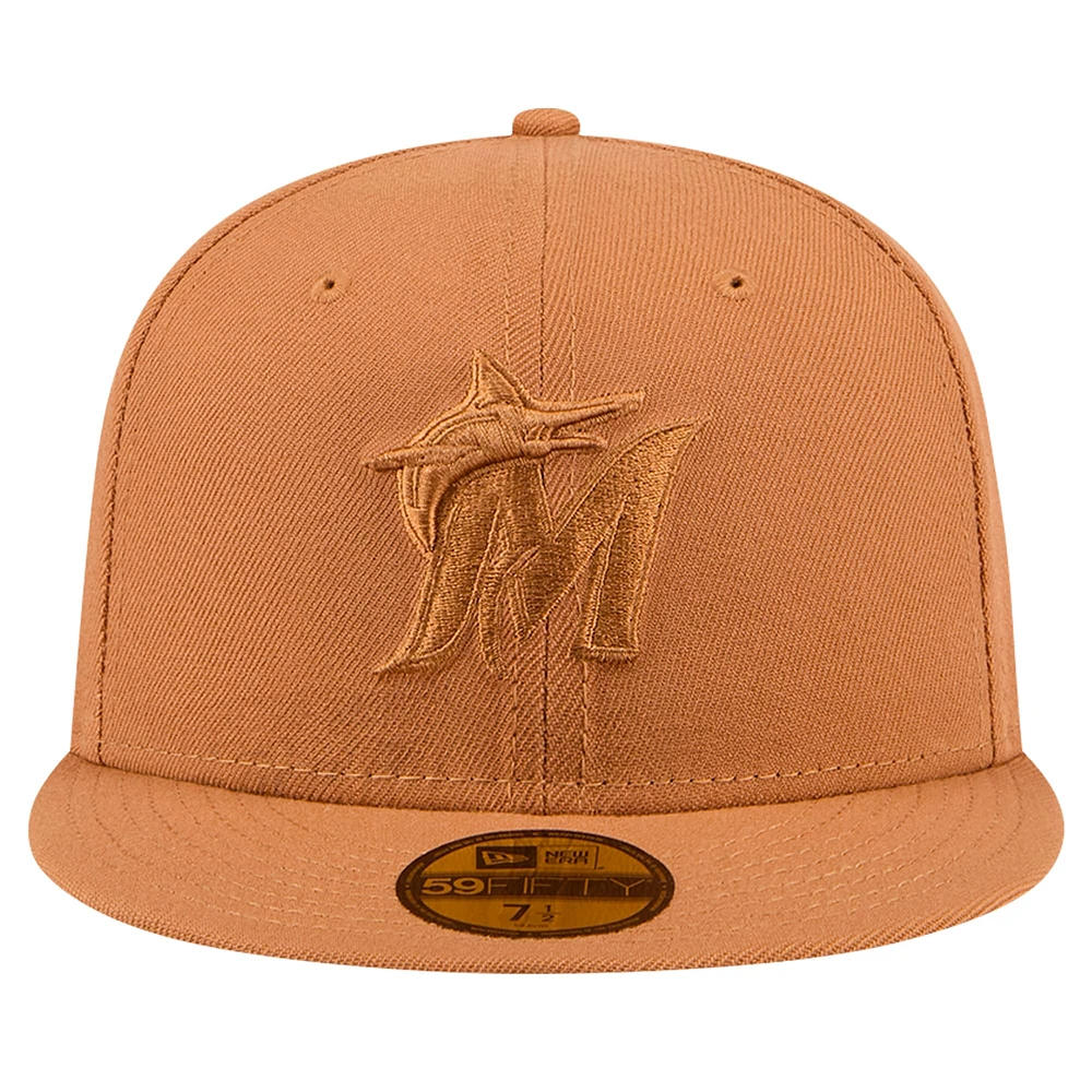 Casquette ajustée 59FIFTY Miami Marlins New Era marron pour homme