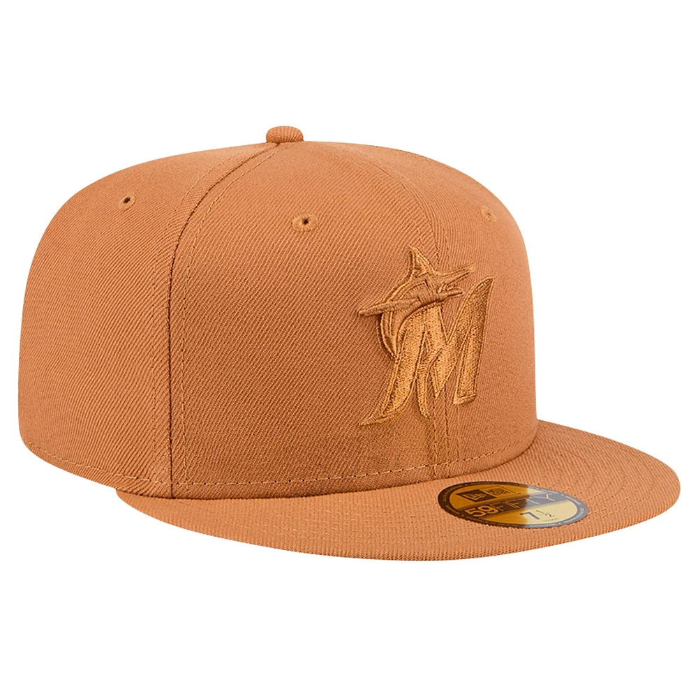 Casquette ajustée 59FIFTY Miami Marlins New Era marron pour homme