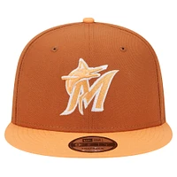 Men's New Era Brown Miami Marlins Spring Color Two-Tone 9FIFTY Snapback Hat