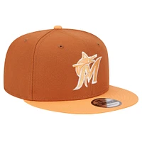 Men's New Era Brown Miami Marlins Spring Color Two-Tone 9FIFTY Snapback Hat