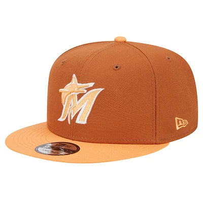 Men's New Era Brown Miami Marlins Spring Color Two-Tone 9FIFTY Snapback Hat