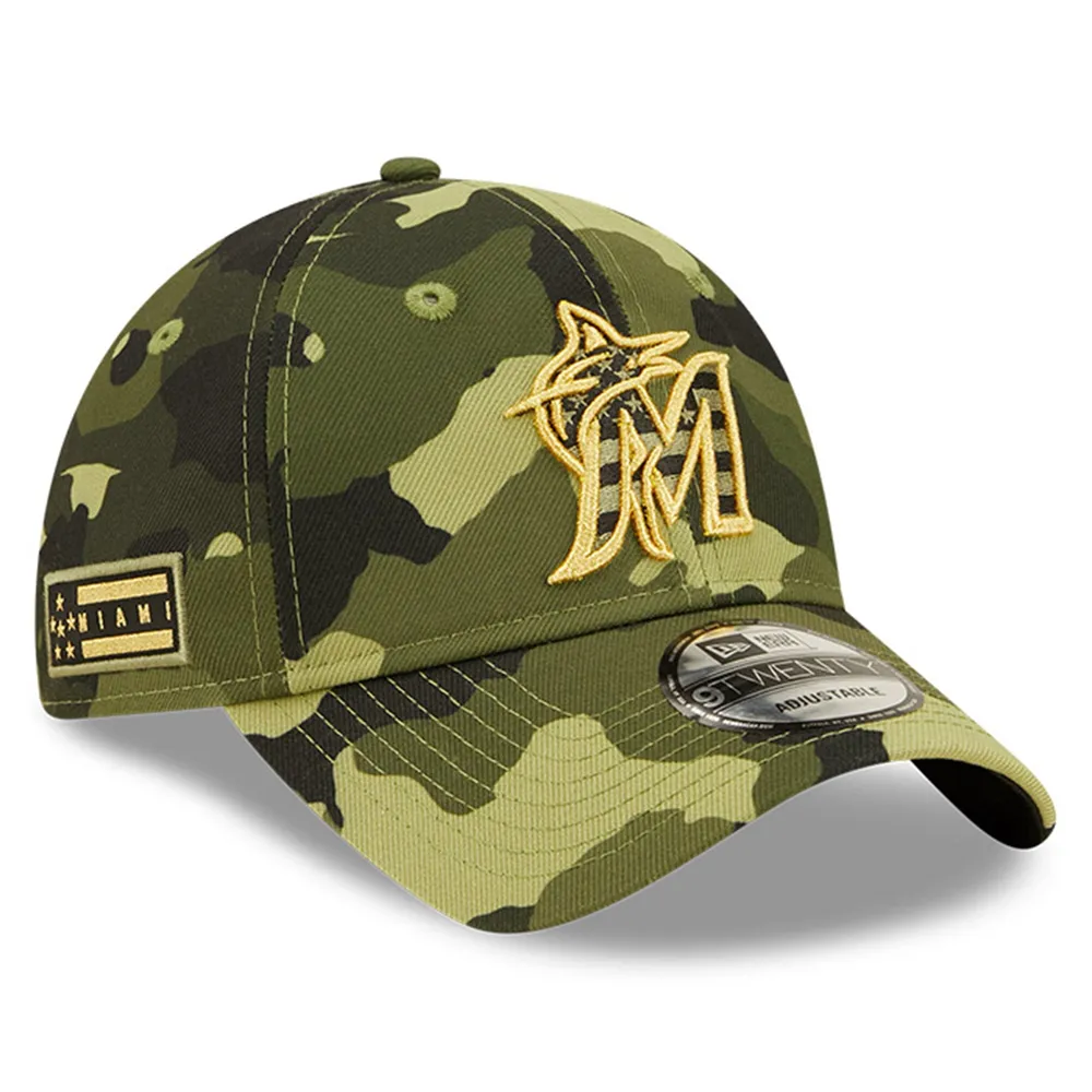 New Era MLB Armed Forces Day 9TWENTY Adjustable Hat - Camo (Miami Marlins)