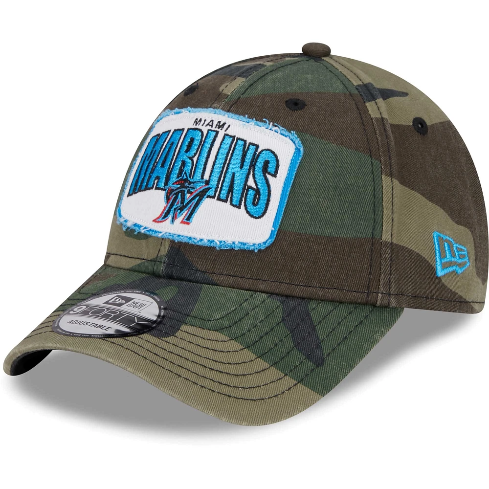 Casquette ajustable camouflage Miami Marlins Gameday 9FORTY New Era pour hommes