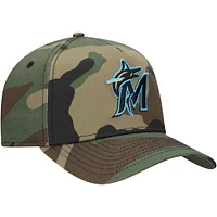 Men's New Era Camo Miami Marlins Woodland Team Pop 9FORTY A-Frame Adjustable Hat