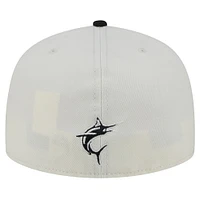 Men's New Era Cream/Black Miami Marlins Lonestar 59FIFTY Fitted Hat