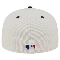 Casquette ajustée 59FIFTY en velours côtelé bicolore crème/noir pour homme des Miami Marlins de New Era