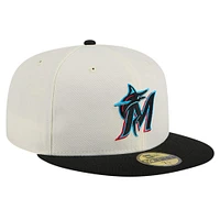 Men's New Era Cream Miami Marlins Chrome 59FIFTY Fitted Hat
