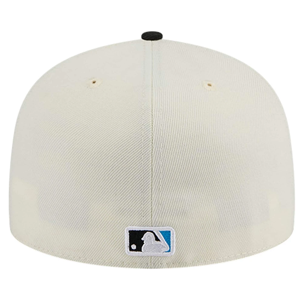 Men's New Era Cream Miami Marlins Chrome 59FIFTY Fitted Hat