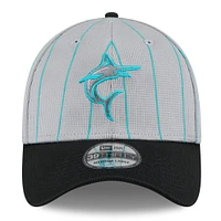 Men's New Era  Gray/Black Miami Marlins 2025 Batting Practice 39THIRTY Flex Hat