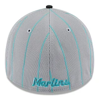 Men's New Era  Gray/Black Miami Marlins 2025 Batting Practice 39THIRTY Flex Hat