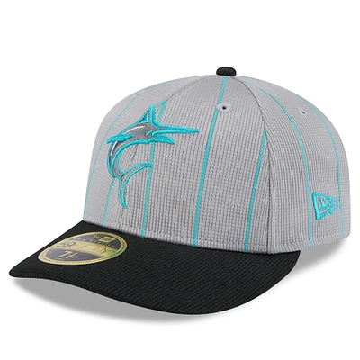 Men's New Era  Gray/Black Miami Marlins 2025 Batting Practice Low Profile 59FIFTY Fitted Hat