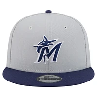 Men's New Era Gray/Navy Miami Marlins 2-Tone Color Pack 9FIFTY Snapback Hat