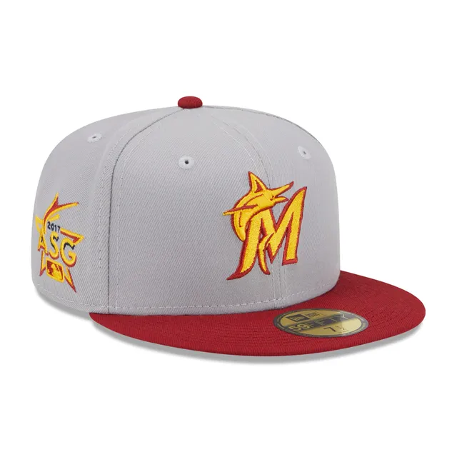 New Era Royal/Red Florida Marlins Alternate Throwback Logo Primary Jewel Gold Undervisor 59FIFTY Fit