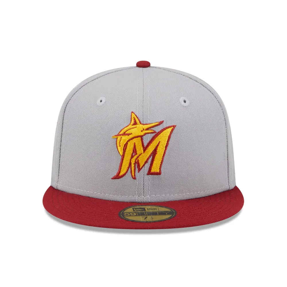 Men's New Era Navy Miami Marlins White Logo 59FIFTY Fitted Hat