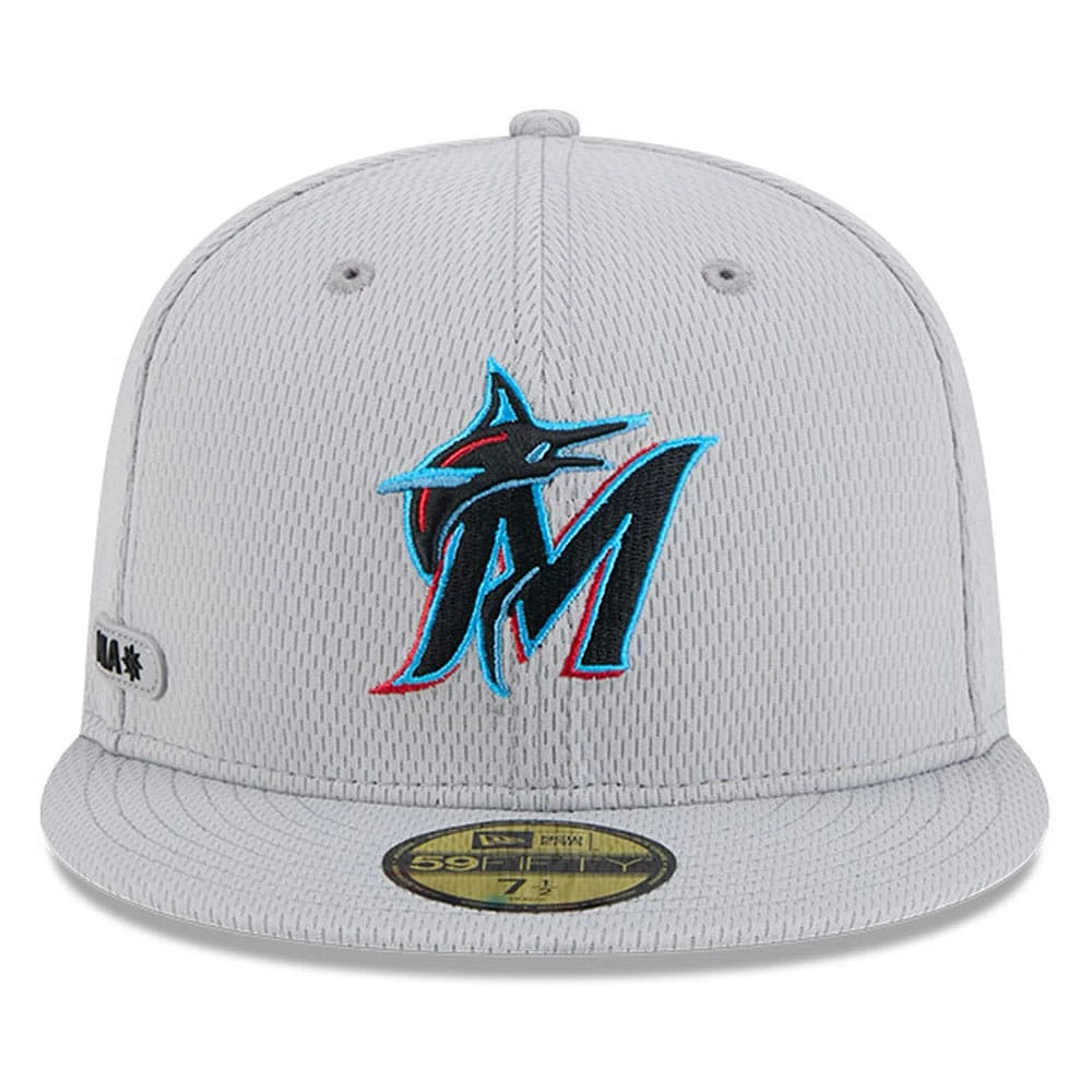 Men's New Era Gray Miami Marlins 2025 MLB Clubhouse 59FIFTY Fitted Hat
