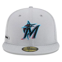 Men's New Era Gray Miami Marlins 2025 MLB Clubhouse 59FIFTY Fitted Hat