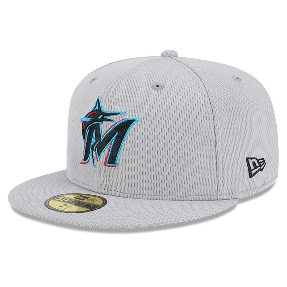 Men's New Era Gray Miami Marlins 2025 MLB Clubhouse 59FIFTY Fitted Hat