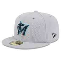 Men's New Era Gray Miami Marlins 2025 MLB Clubhouse 59FIFTY Fitted Hat