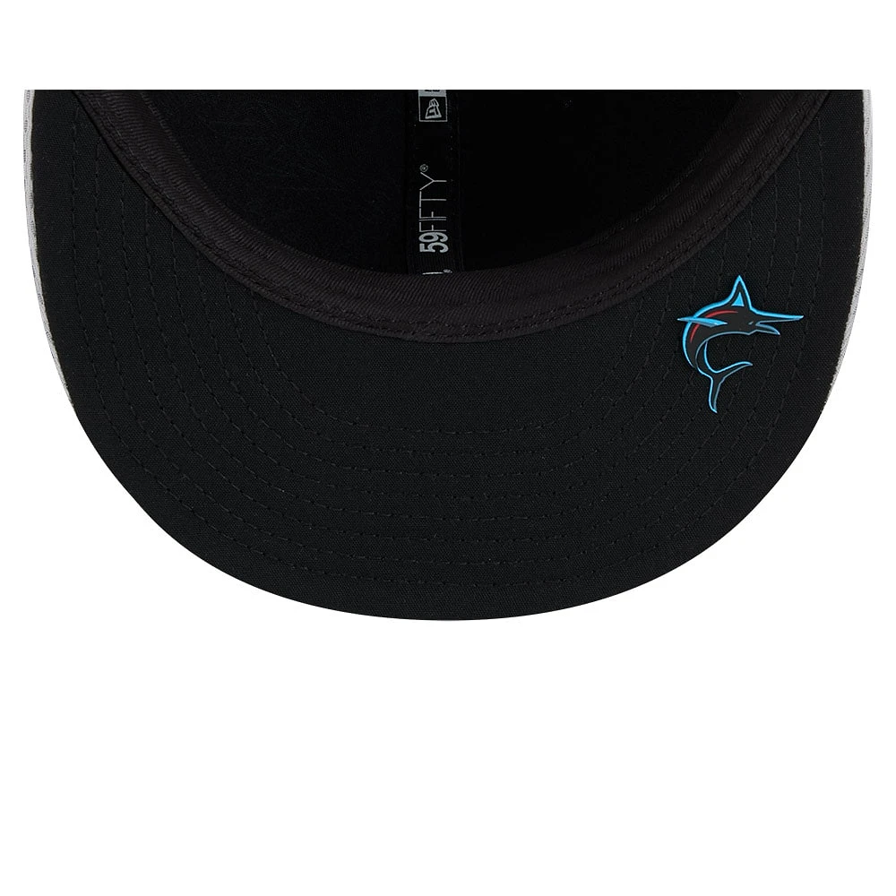 Men's New Era Gray Miami Marlins 2025 MLB Clubhouse 59FIFTY Fitted Hat