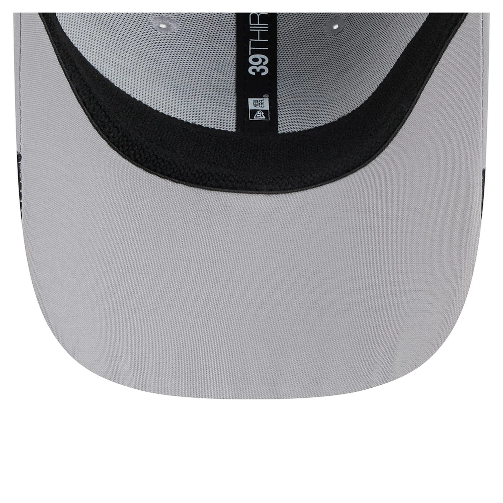 Men's New Era  Gray Miami Marlins Linear 39THIRTY Flex-Fit Hat